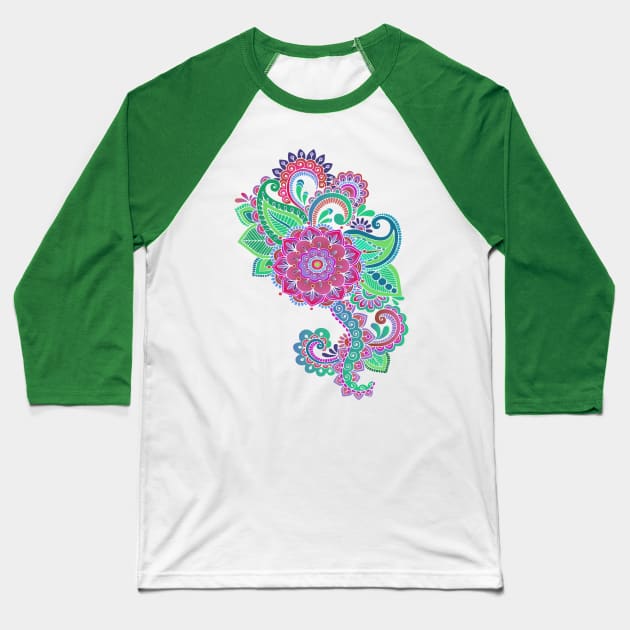 Beautiful Floral Decorative Graphic Baseball T-Shirt by AlondraHanley